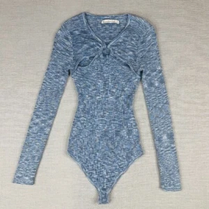 Abercrombie & Fitch Bodysuit Cutout Long Sleeve Blue Knit Top Size S - Imagen 1 de 9