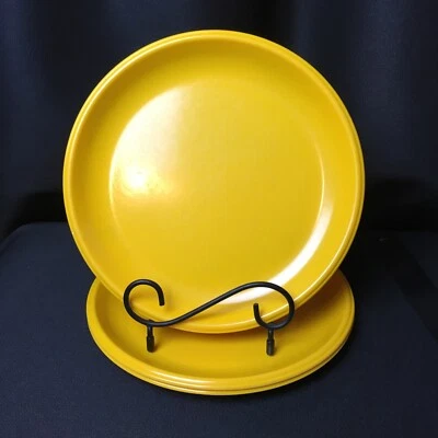 Lot of 3 VTG Rubbermaid Yellow Melamine Melmac Plastic 8 1/4" Salad Plates #3838 - Image 1 of 4