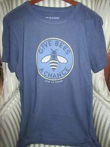 NWT LIFE IS GOOD WMN COTTON CRUSHER TEE LIG COIN BEE "GIVE BEES A CHANCE" (XXL) - Bild 1 von 4