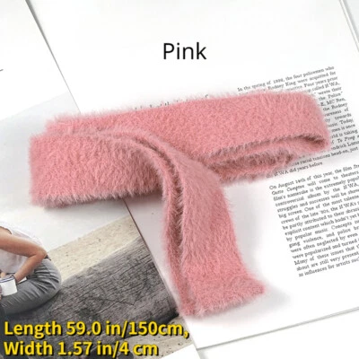 1PC Women Mohair Knit Sash Belt Waistband Lace Up Fuzzy Ribbon for Robe Coat - Image 1 of 4