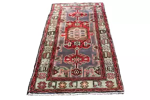 Multi Color Tribal Geometric Turkish 2' 8" x 5' 10" Red Hand Knotted Runner Rug - Picture 1 of 5
