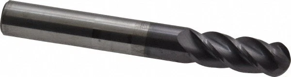 Accupro 8 毫米直径,20 毫米 LOC,4 长笛实心硬质合金球端铣刀 AlTiN 表面处理... — 第 1/1 张图片