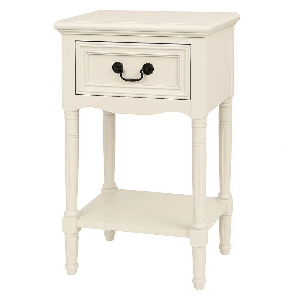 Urban Designs Solid Wood Night Stand Table - Antiqued White