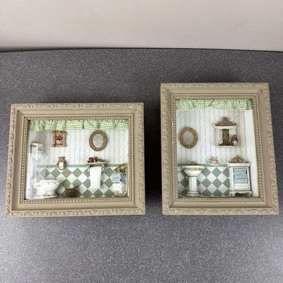 Винтажная диорама викторианская ванная комната миниатюрный кукольный домик мебель теневая коробка (2) - Изображение 1 из 4