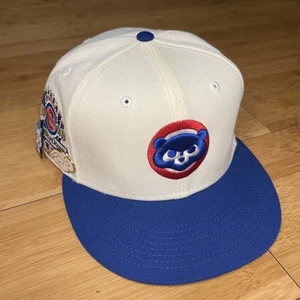 New Era 59FIFTY Chicago Cubs 1990 ASG Sonic w/-2 Pins Cream Royal 7 3/4 Hat Club - Picture 1 of 24