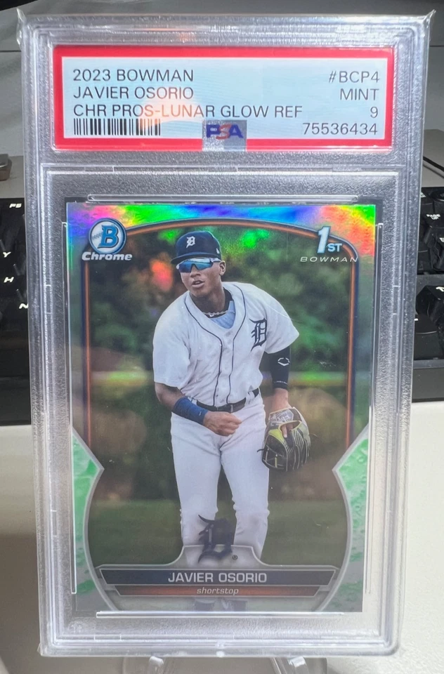 2023 Bowman Chrome Prospect Javier Osorio 1st Lunar Glow Refractor RC PSA 9 - Image 1 of 1