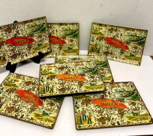 7 Vintage Hors d'oeuvres Sofa Snack Teller Florentiner Hintergrund Jamaika - Bild 1 von 5