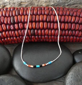 Native American Liquid Silver Turquoise Multi Bead Bracelet or Ankle Bracelet - Picture 1 of 3