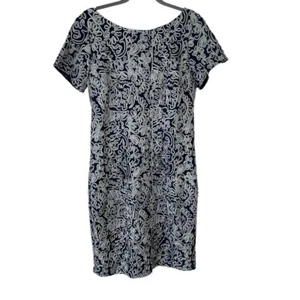 JS Collections Short Sleeve Cocktail Dress size 14 NEW Navy Blue Gray Soutache - Picture 1 of 9