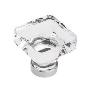 Lot of 4 Amerock Glacio 1-3/8 in. (35mm) Clear Chrome Square Cabinet Knob - Picture 1 of 4