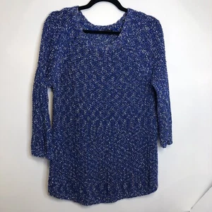 Talbots Womens Sweater Blue Size L Large Knit Pullover Classic Chunky Speckled - Picture 1 of 6