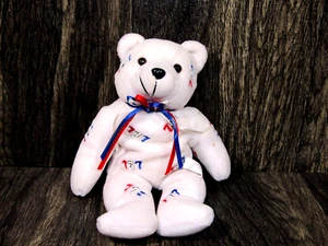Art's Toy Mfc Co. 777 Beanbag Bear Red White Blue Souvenir Plush Stuffed Toy 9" - Picture 1 of 7