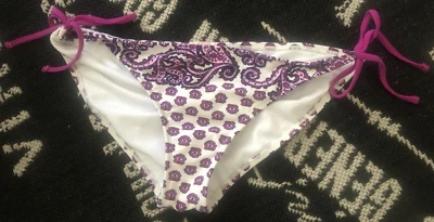 Unworn Sz XL Purple Paisley Bathing Swim Bikini Bottom TIE String Xhilaration - Image 1 of 4