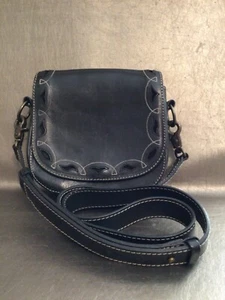 FRYE Black Leather Small Crossbody Saddle Bag Purse - Picture 1 of 16