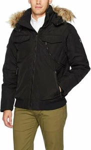 Ben Sherman X4107 Men's Hooded Short Parka Jacket in Black  Size L - Picture 1 of 2