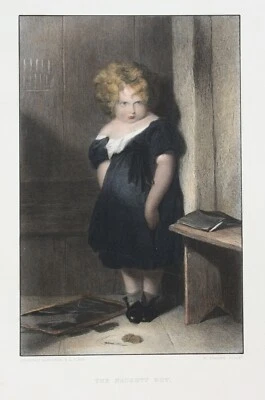 William Finden nach Sir Edwin Landseer, handkol. Stahlstich "The Naughty Boy" - Bild 1 von 4