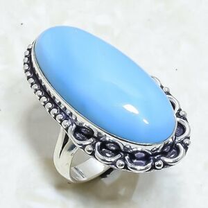 Owyhee Blue Opal Gemstone Handmade Silver Jewelry Ring Size 6 RRJ6834