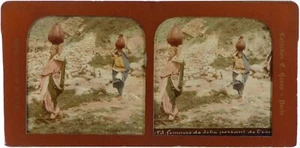 Palestine.Jeba.Porteuses d'eau.Tissue.Photo Stereo Albuminée E.H.Polyramique. - Picture 1 of 4