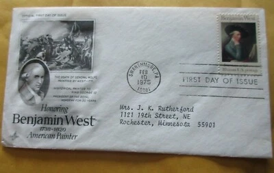FDC #1553*BENJAMIN WEST*American  Artist 2/10/75* Cachet - Image 1 of 2