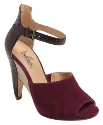BELLE SIGERSON MORRISON MARILYN 8 Purple Suede Designer Open Toe Pumps $295 - Image 1 of 4