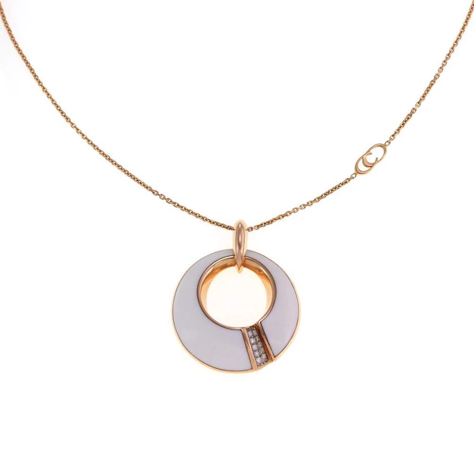 Chimento Diamond Necklace 18k Rose Gold Circle Pendant & Chain - Image 1 of 4