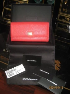 Dolce & Gabbana Lipstick Red Leather Dauphine Continental Wallet Retail $545 - Picture 1 of 16