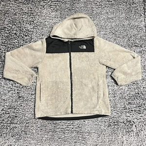 North Face Jacket Youth Girls Large Beige Hooded Fleece Full Zip Outdoor 14/16 - Picture 1 of 14