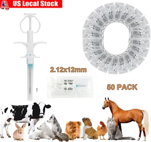 50Pcs 134.2KHz 2.12x12mm Pet Animal Microchip FDX-B Pet ID Tag Mini Microchips - Picture 1 of 7