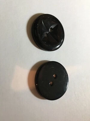 12 PC PKG. NEW 3/4 INCH  BLACK PEARL FINISH STAR DESIGN BUTTON - Image 1 of 3