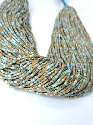 5 hebras de cuentas cilíndricas de tubo Heishi de semillas pequeñas afganas de jaspe turquesa 2,3 mm Foto 1 de 4