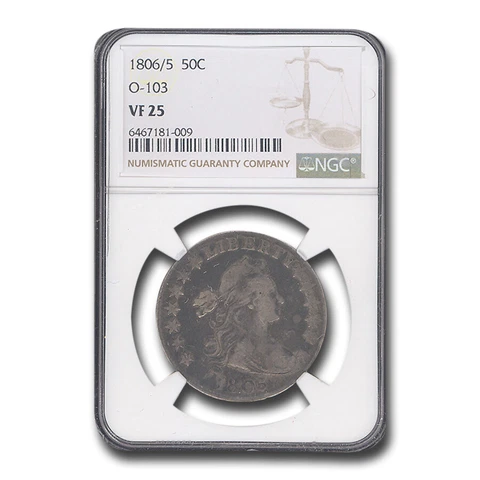 1806/5 Draped Bust Half Dollar VF-25 NGC (O-103) - SKU#280775 Cover