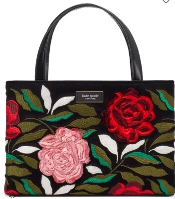 Kate Spade ,Sam Icon ROSE GARDEN, VELVET, Small Tote, NWT $489 Black - Image 1 of 4