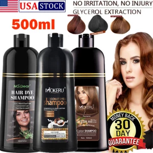 2025 Natural Permanent Instant Fast Hair Dye Color Shampoo with Argan Oil 500ML - Picture 1 of 74