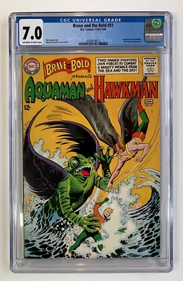 BRAVE AND THE BOLD #51, DC Comics, CGC 7.0, Aquaman & Hawkman - Image 1 of 4