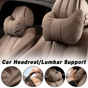Car Suede Headrest/Lumbar Support Travel Rest Pillow Soft Breathable Neck Pillow - Picture 1 of 33