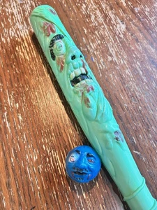 Vintage 80’s MADBALLS Toy Baseball Bat Blue Horror Monster Zombie Face Gruesome - Picture 1 of 8