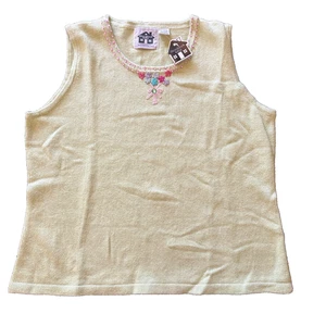 Storybook Knits Plus Size Embroidered Beaded Sleeveless Sweater - Picture 1 of 3