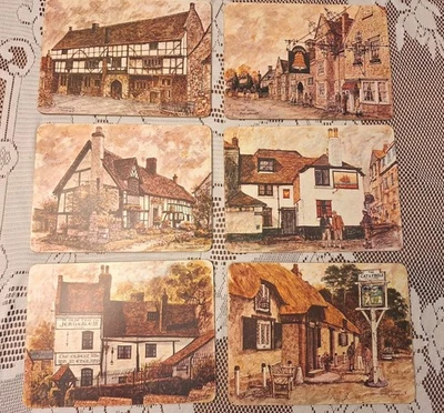  Clover Leaf Table Mats Set Of 6 English Scenes Made in England 11.5" X 8.5" - Image 1 of 4