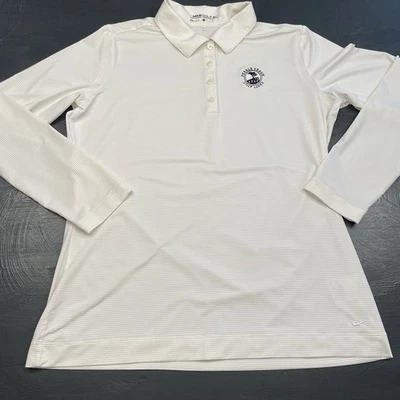 Nike Golf Pebble Beach Performance Polo Shirt Womens Large Ivory Dri-FIT  L/S - Image 1 of 4