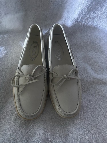 TOD’S Mocassini ballerine Tods nuovi taglia 38 bianchi pelle alti NP