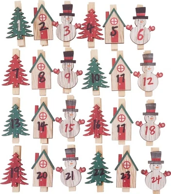 VBS Adventszahlen TAMMO 1-24 mit Holz-Klammern 3,5 – 4 cm Adventskalender Advent - Bild 1 von 3