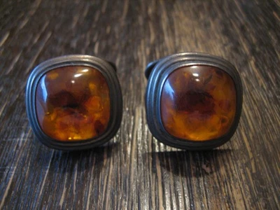 Art Deco Bernstein Manschettenknöpfe baltic Amber Cufflinks 835er Silber - Bild 1 von 4