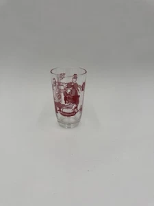 Vintage Red Transfer Print Glass Tumbler | Colonial Rocking Chair Scene | Retro - Picture 1 of 10