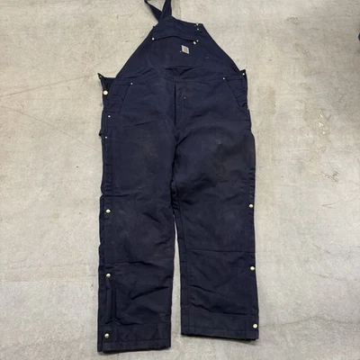 Carhartt Duck Arctic Bib Overalls OR4393-M Navy Loose Fit Mens Size 2XL - Image 1 of 4