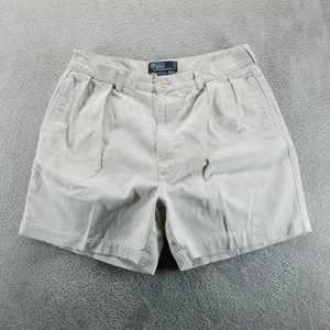 VTG Polo Ralph Lauren Shorts Mens 33 Tan 6" Andrew Short Pleated Preppy - Picture 1 of 11