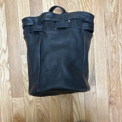 Stone Mountain Black Pebbled Leather Drawstring Backpack Style Medium Bag - Image 1 of 4