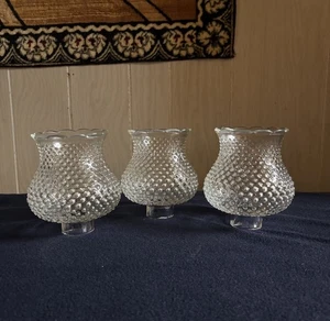 Set If 3 Vintage Fenton Clear Hobnail Shades 5.5” H With 1.5” Fitter - Picture 1 of 7