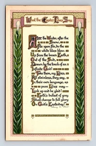 1910 ERNEST NISTER What the Easter Lilies Say Mary C Low Poem Verse Postcard - Picture 1 of 4