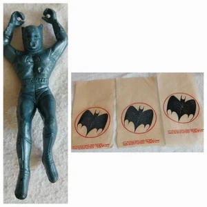 1960's BATMAN PARACHUTE FIGURE & 3 BAT SIGNAL Mr. Softee Iron-ons - Picture 1 of 4