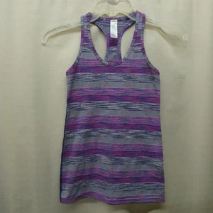 Ivivva purple gray multicolor striped activewear stretch pullover tank top sz 10 - Picture 1 of 5